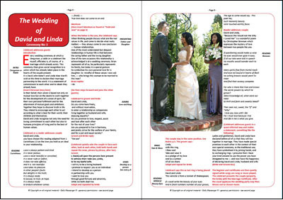Wedding ceremony on double page spread