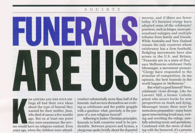 Time Magazine article - Funerals are us